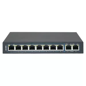 Network switch AVIZIO 8x RJ45 PoE 100 Mb/s + 2x RJ45 uplink 1 Gb/s, model AV-SU8MP2G