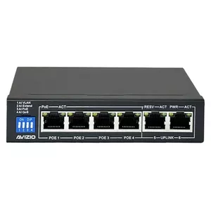 AVIZIO Switch 4x RJ45 PoE 1Gb/s + 2x RJ45 Uplink 1Gb/s