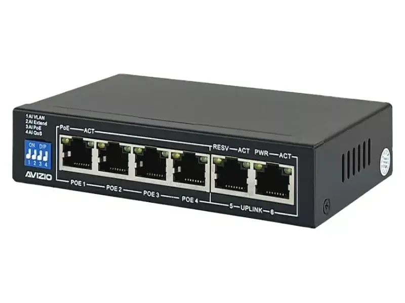 AVIZIO AV-SU4GP2G: 4x PoE 1Гб/с + 2x uplink Photo 2
