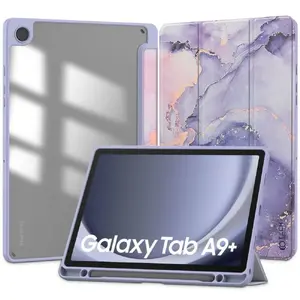 Hybrid Case Tech-Protect Galaxy Tab A9 Plus Purple Marble — Protective folio for Galaxy Tab A9 Plus (11", X210/X215/X216) with pen storage