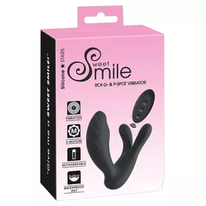 Vibrator Sweet Smile RC G- & P-Spot Silicone Purple — shaft 11 cm, insertion 8.5 cm, Ø 1.7–3.3 cm, stimulator 10.2 cm