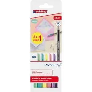 Smalki marķieri Edding 1200 pastelis, komplekts 6 gab., uzgalis 0,3 mm