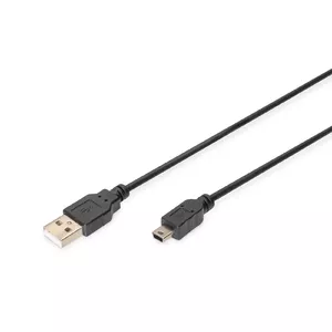 Digitus AK-300130-018-S USB kabelis 1,8 m USB 2.0 USB A Mini-USB B Melns