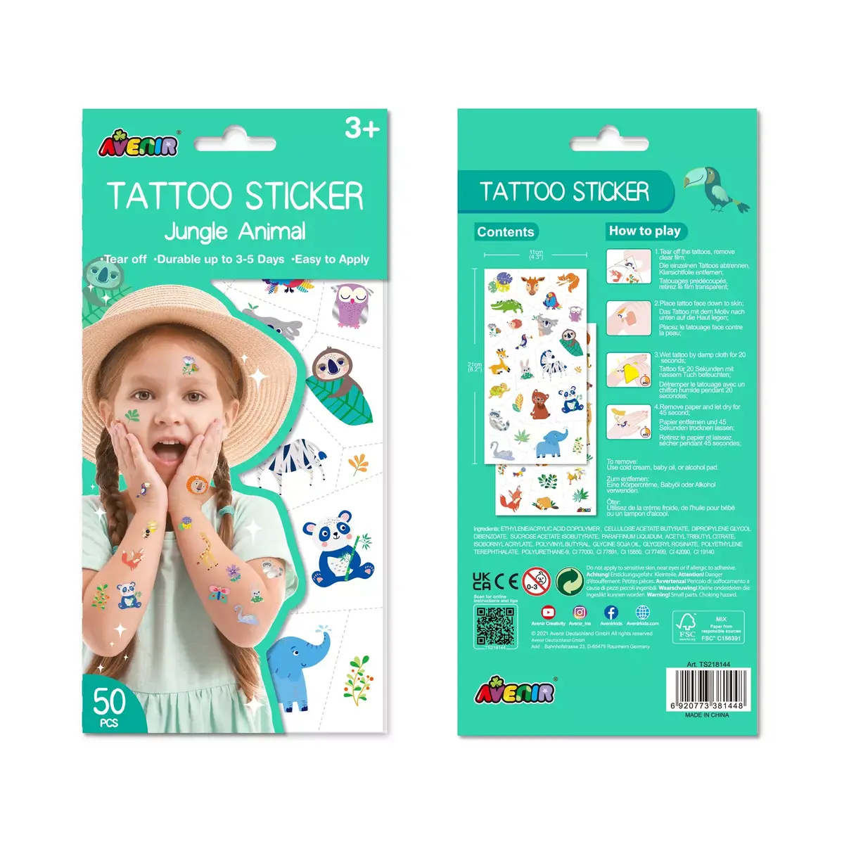 AVENIR Tattoo Sticker Jungle Animal TS218144 Photo 2