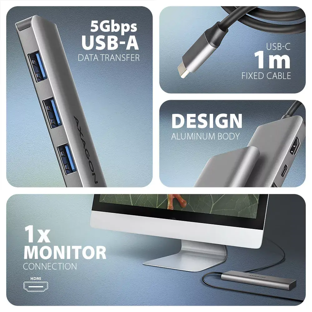 USB-C хаб Axagon HMC-5H Photo 3