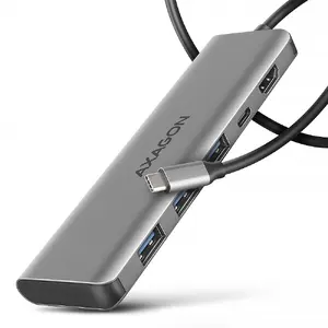 USB-C хаб Axagon HMC-5H 3x USB-A 4K HDMI PD 100W Серебристый