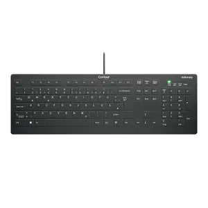 Medicīniska tastatūra Cherry Active Key pilna izmēra vadu USB QWERTZ vācu izkārtojums melna ar noņemamu pārsegu