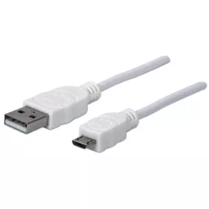 Manhattan 323987 USB kabelis 1 m USB 2.0 USB A Micro-USB B Balts