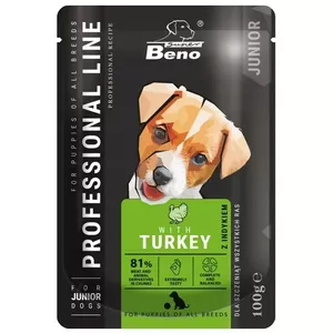 SUPER BENO Junior Turkey - Mitrā barība suņiem - 100 g