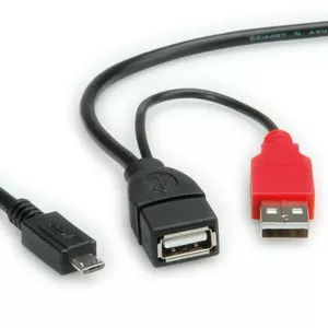 USB Y Cable ROLINE 2x Type A M/F - 1x MicroB M 1m 19.08.1009