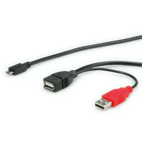USB Y kabelis ROLINE 2x Type A M/F - 1x MicroB M Photo 2