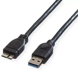 USB 3.2 Gen 1 cable ROLINE A to Micro-B, 0.15 m, black