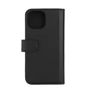 Wallet case DELTACO for iPhone 15 with removable magnetic cover, black