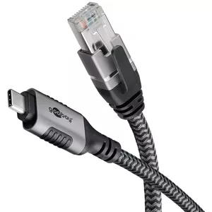 Cable gender changer Goobay 70696 USB C RJ-45 1m Black Silver
