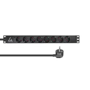 Lanview LVR-2MSCH-LIC-SCH8 Pamata strāvas sadales bloks 1U statīvam ar 8 Type F ligzdām 16A 230V Melns