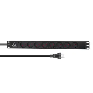 Lanview LVR-2MDK-LIC-DK8 Basic Power Distribution Unit 8 AC Outlets Type K 1U 230V 13A Black