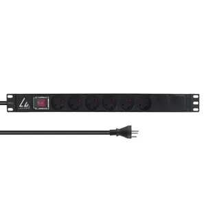 Lanview LVR-3MDK-SW-DK6 bāzes strāvas sadales bloks ar 6 Type K ligzdām 1U statīva ietilpība 230V 13A 3m kabelis