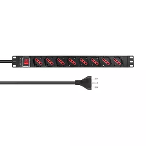 Устройство распределения питания Lanview LVR-2MIT-SW-IT8 1U Черный 2м Кабель