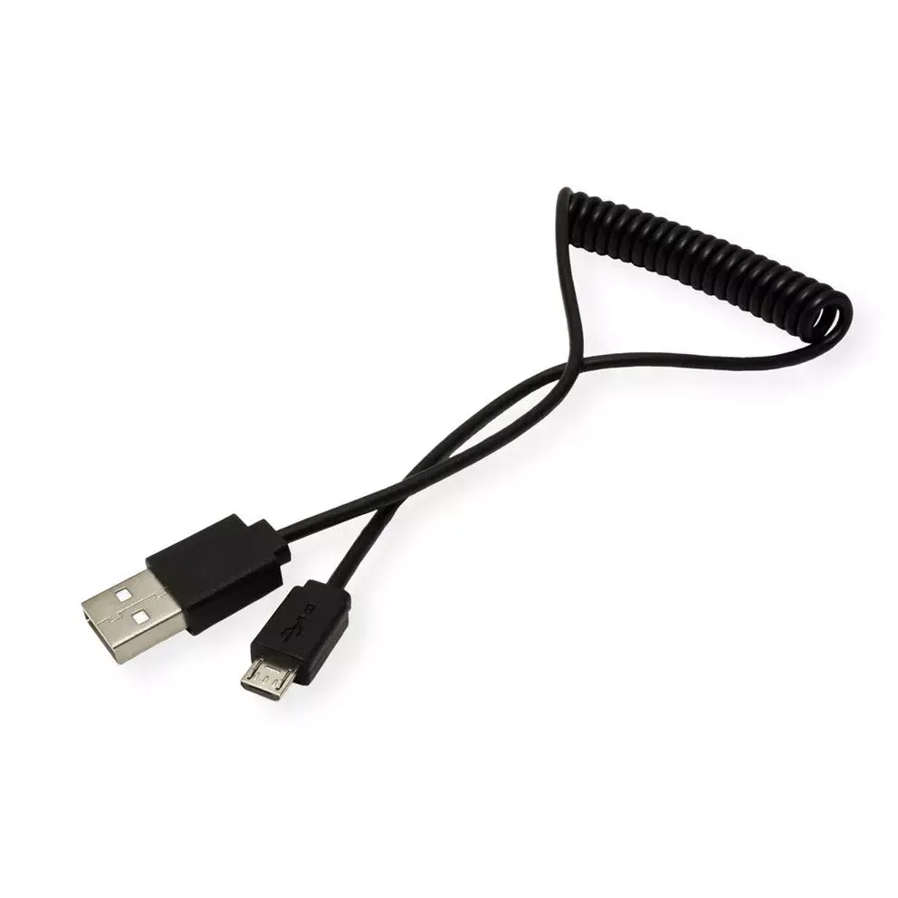 USB 2.0 Spiral Cable ROLINE A - Micro B M/M 1m Photo 4