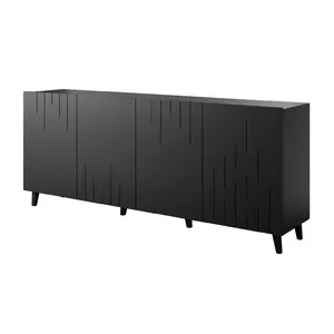 Atvilktņu komoda cama meble BARI 200×42×82 cm, melns matēts