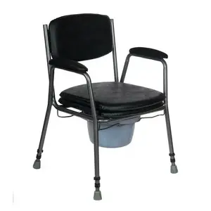 Toilet chair REHA FUND 840 — height-adjustable mobility seat, seat width 43 cm, max load 130 kg, with armrests and storage box