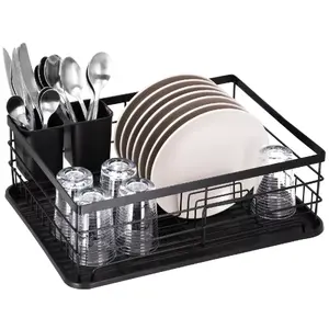 Dish dryer Springos KI0134 compact countertop rack 31.5×42×14.5 cm for plates cups cutlery