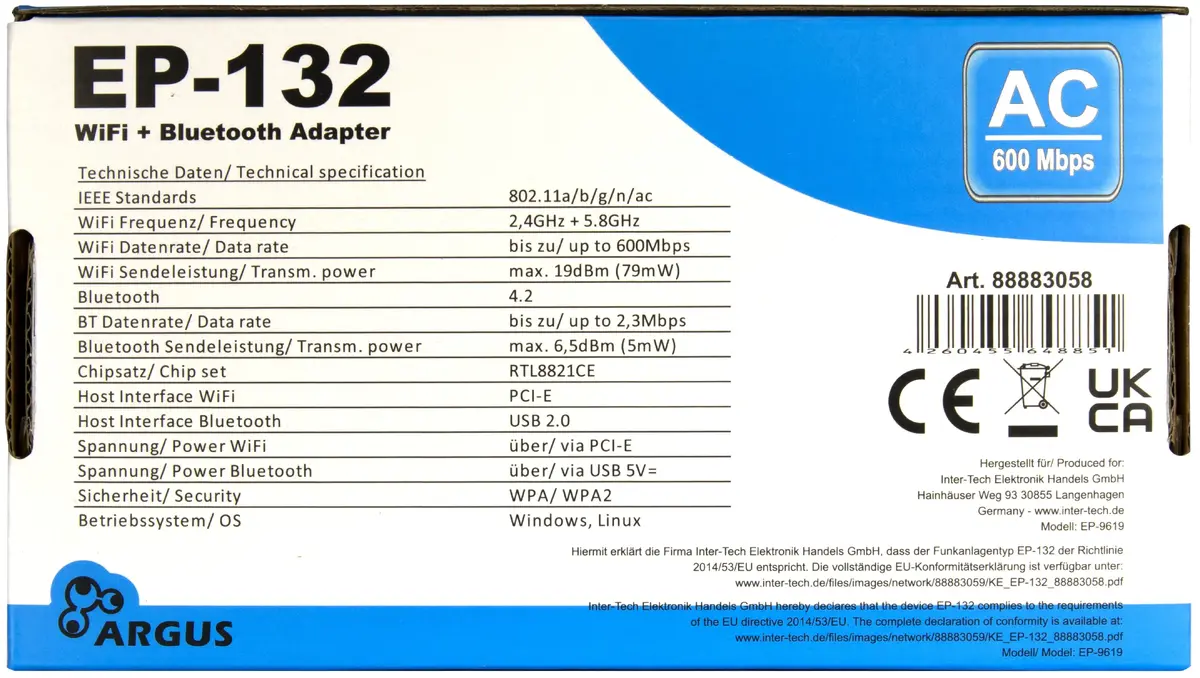 INTER-TECH EP-132 PCIe WLAN/Bluetooth Adapter Photo 4