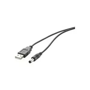 USB power cable Renkforce RF-4079664 1 m, male–male DC 5.5 mm, 5 V, black