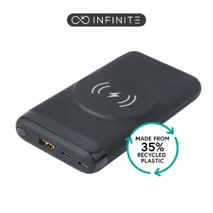 eSTUFF INFINITE Power Bank ES641042 10000 mAh 20W Black with Wireless Charging Power Delivery 3.0 USB Type-A and USB Type-C