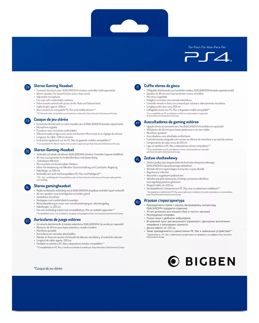 BIGBEN PS4OFHEADSETV3G проводные игровые наушники Photo 8