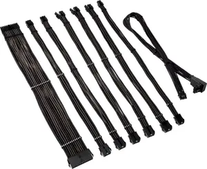 Cable/Adapter Kit Kolink Core Pro Braided Cable Extension 12V-2x6 Type 2 — Jet Black/Gunmetal