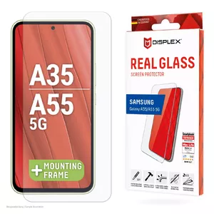 Displex Screen Protector (10H) for Samsung Galaxy A35/A55 5G, Eco Mounting Frame, scratch resistant