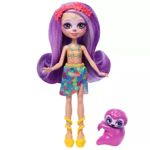 Modeļlelle MATTEL Enchantimals Sunshine Beach Sabindra Sloth & Tang, 85 mm, plastmasa un audums, 4+ gadi
