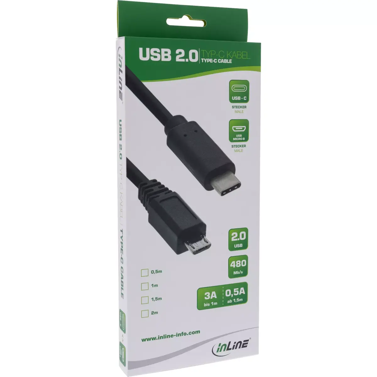 USB 2.0 kabelis InLine USB-C male / Micro-B male Photo 2
