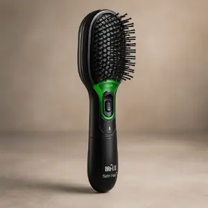 Щётка-плоская BRAUN BR710 для взрослых, чёрно-зелёная, 175 г