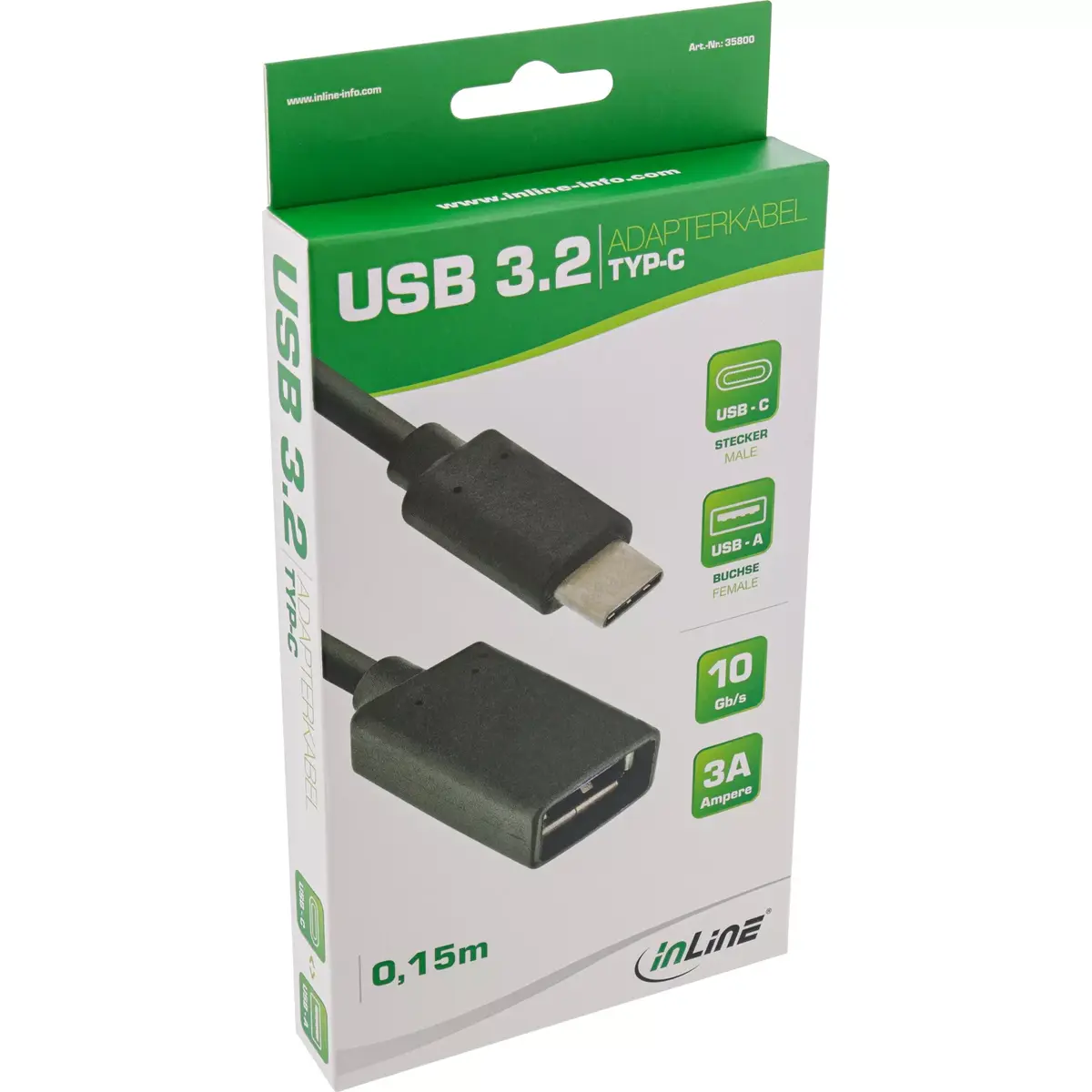 USB 3.2 Gen.1x2 adaptera kabelis InLine 35800 Photo 2