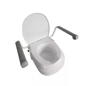 Pacēlāja tualetes sēdeklis Mobilex PLN001 ar rokturiem, polipropilēns, regulējams augstums 6–15 cm, max slodze 120 kg
