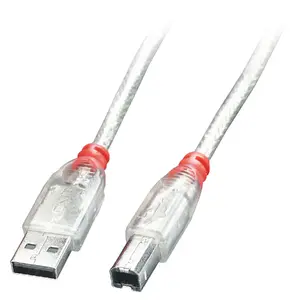 Lindy 0.2m USB 2.0 Kabelis - Tips A uz B, Caurspīdīgs