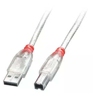 Lindy 41753 USB kabelis 2 m USB 2.0 USB A USB B Caurspīdīgs