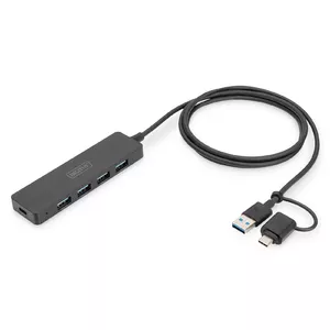 USB Hub Digitus DA-70236 4-Port Slim Line USB 3.0 Type-A Type-C 12000 Mbit/s
