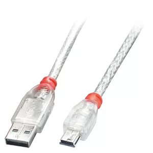 USB kabelis tips A uz Mini-B Lindy 0.5m caurspīdīgs