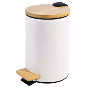 Pedal bin 3L with bamboo lid, soft-close, white, model 9122297