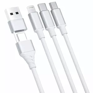 3в1 USB кабель 3MK Hyper Cable прочный универсальный зарядный кабель