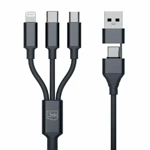 3in1 USB cable 3MK Hyper Cable versatile for charging and data transfer