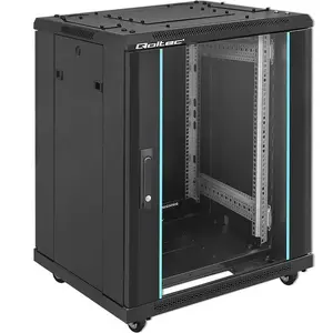 Network rack cabinet QOLTEC 54518 19" 15U — steel 19-inch equipment enclosure