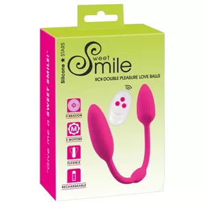 Vaginal Balls Sweet Smile RC Double Pleasure Silicone Pink — 2 bullet vibrators, remote, rechargeable, waterproof