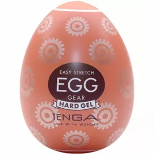 Masturbator TENGA Egg Gear Thermoplastic Elastomer White — disposable TPE handjob sleeve, total length 7 cm