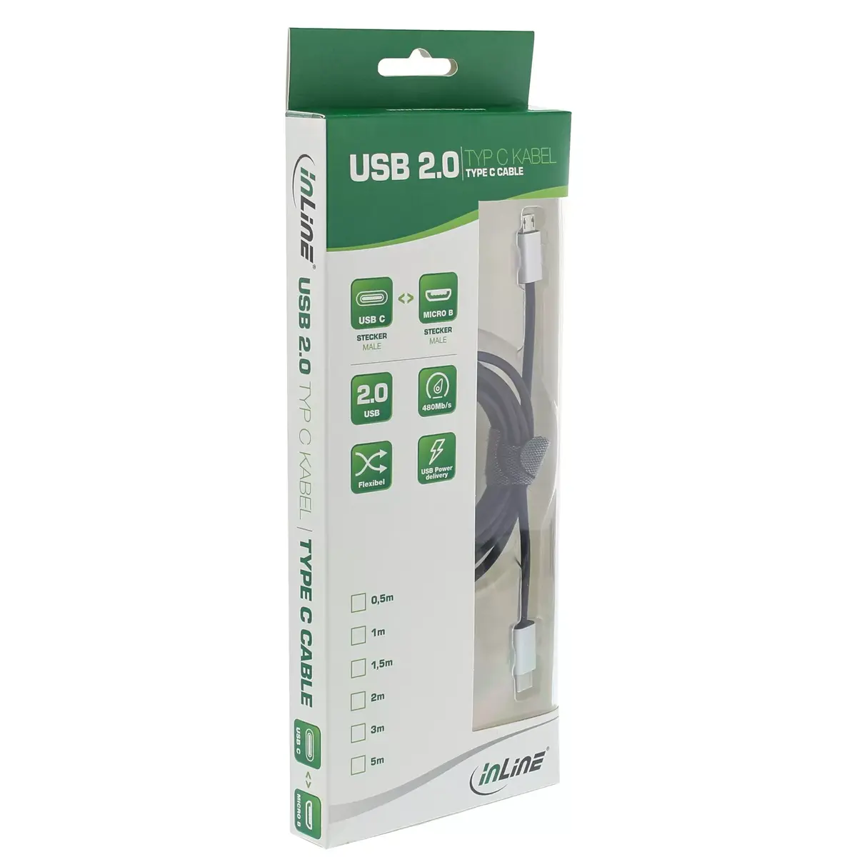 USB 2.0 kabelis InLine USB-C male / Micro-B male Photo 2