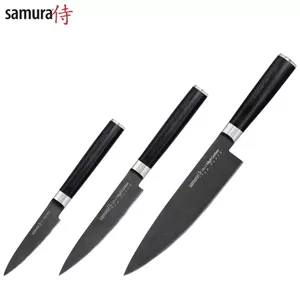 Samura MO-V Stonewash 3-Piece Kitchen Knife Set, AUS-8 Japanese Steel 59 HRC
