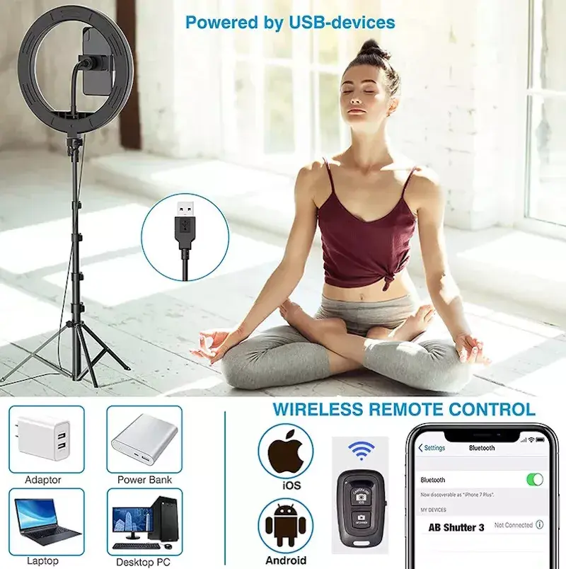 E-LIGHT ST10-5 26cm LED Ring Light with Tripod and Remote Photo 10